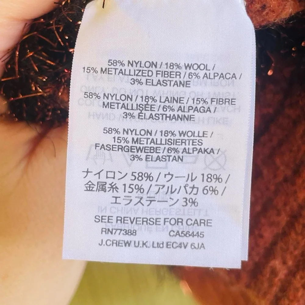 Madewell Fuzzy Striped Knit Sweater – Rust Brown Metallic Cozy Fall Pullover - Picture 6 of 8